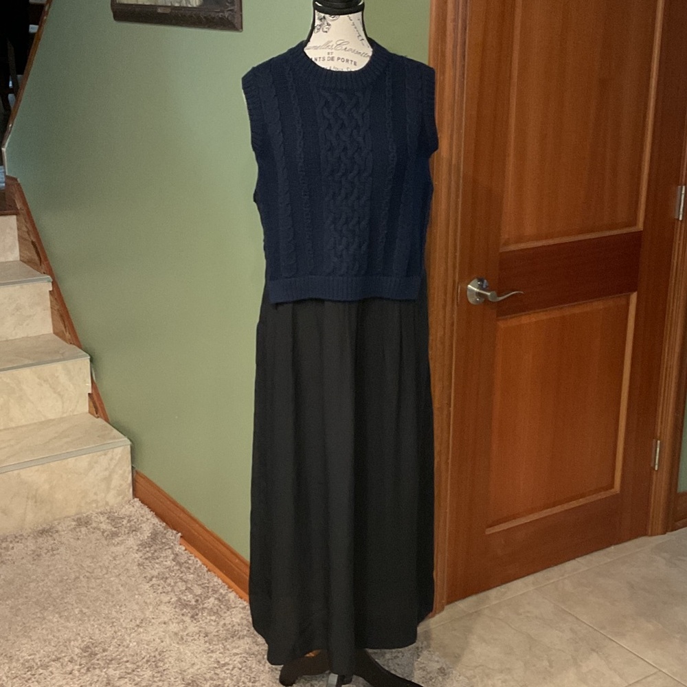 Sea Navy and Black Maxi Dress, Size S